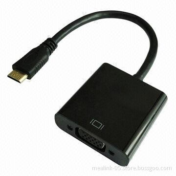 Mini HDMI Male to VGA Female Adapter Cable for Connecting Notebook to Projector or Monitor